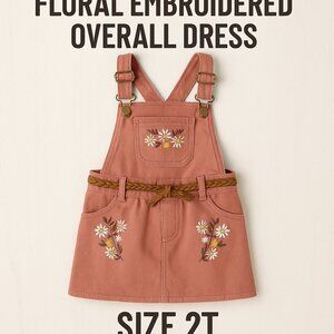 Floral Embroidered Overall Dress – Size 2T